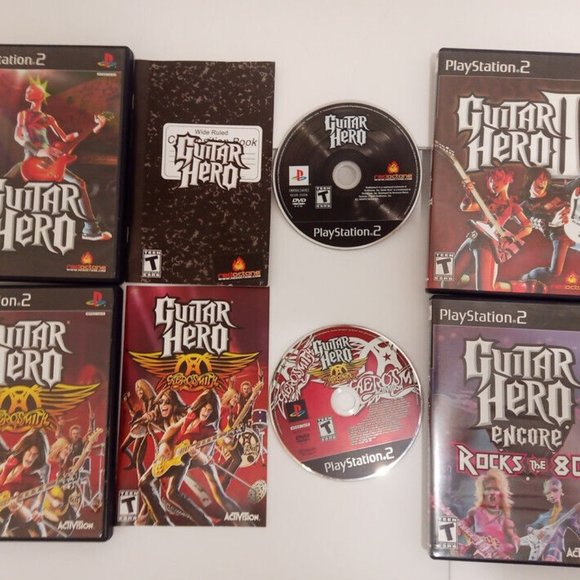 Ps2 Playstation 2 II Guitar Hero Controller Bundle 4 Games, Strap and Poster - Picture 8 of 15